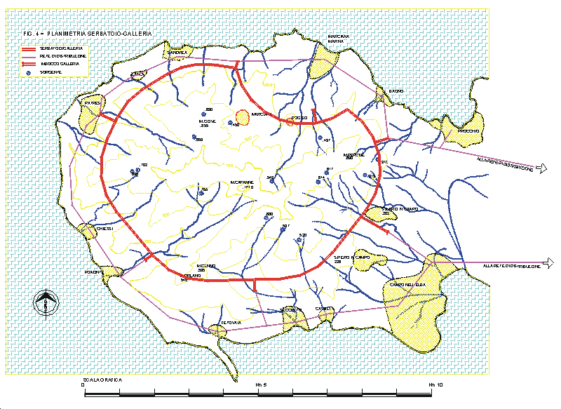 Fig. 4 - Planimetria serbatoio galleria